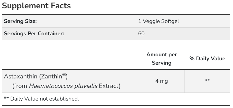 Astaxanthin 4mg Veggie Softgels