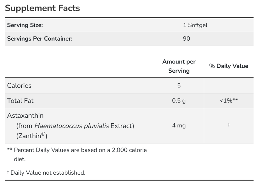 Astaxanthin 4mg