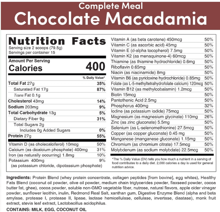 HLTH Code complete Meal (Chocolate Macadamia)