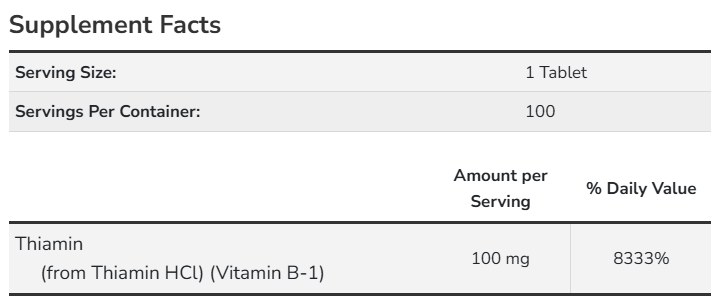 Vitamin B-1 100 mg Tablets