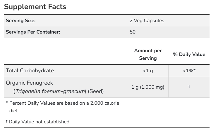 Fenugreek 500 mg Veg Capsules