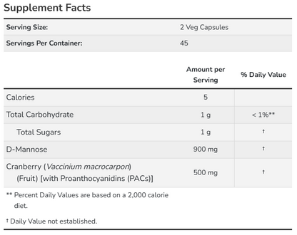 Mannose Cranberry Veg Capsules
