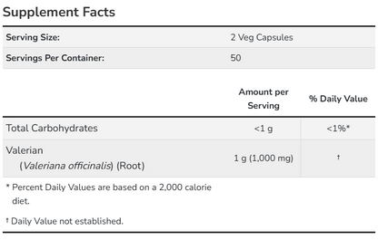 Valerian Root 500 mg Veg Capsules